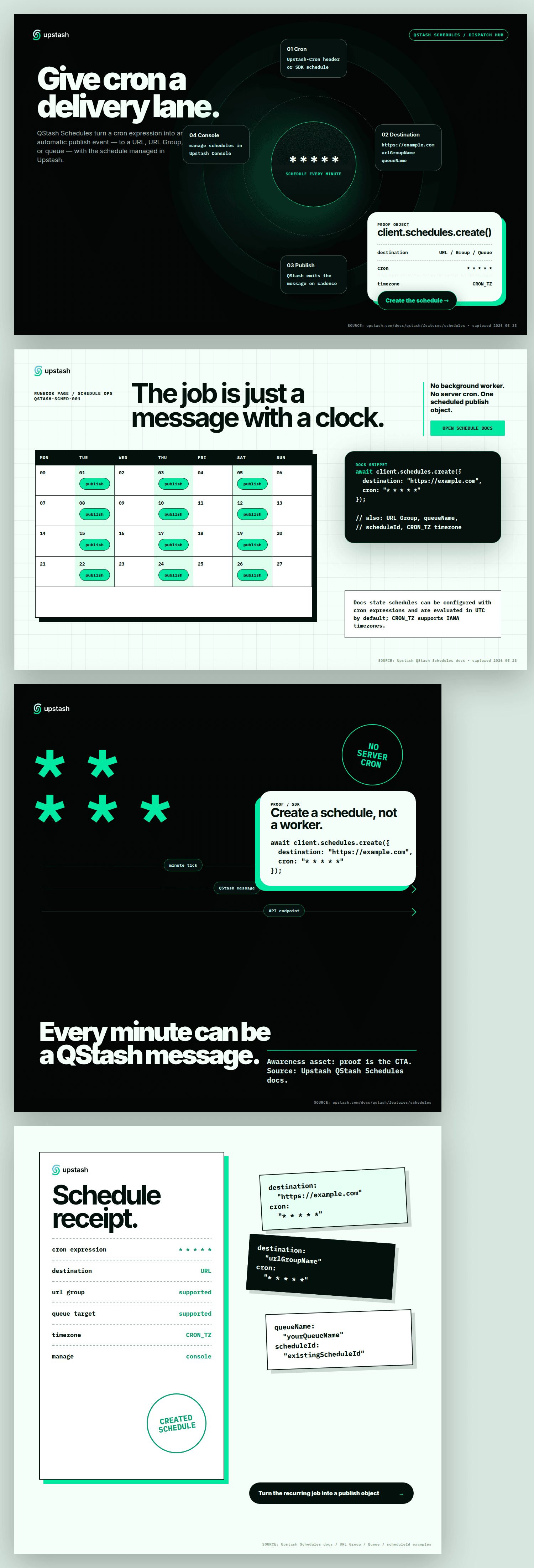 Upstash QStash schedules experiment contact sheet